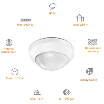 STEINEL 006532 - Vanjski senzor pokreta IS360-3 bijela IP54