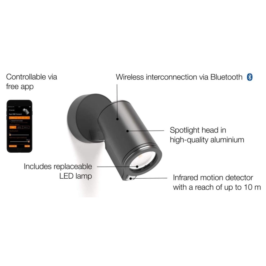 STEINEL 058630 - LED Vanjska zidna svjetiljka sa senzorom SPOT ONE 1xGU10/7W/230V IP44