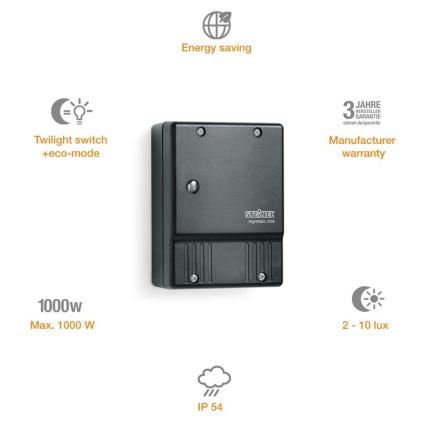 STEINEL 550318 - Prekidač za sumrak NightMatic 2000 crna IP54