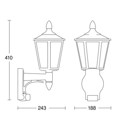 Steinel 617813 - Vanjska zidna svjetiljka sa senzorom L 15 1xE27/60W/230V IP44