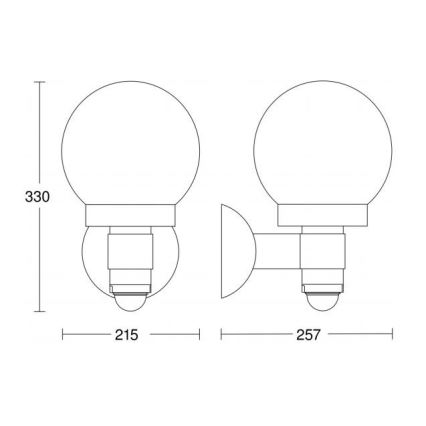 Steinel 657413 - Vanjska zidna svjetiljka sa senzorom L 115 S 1xE27/60W/230V IP44