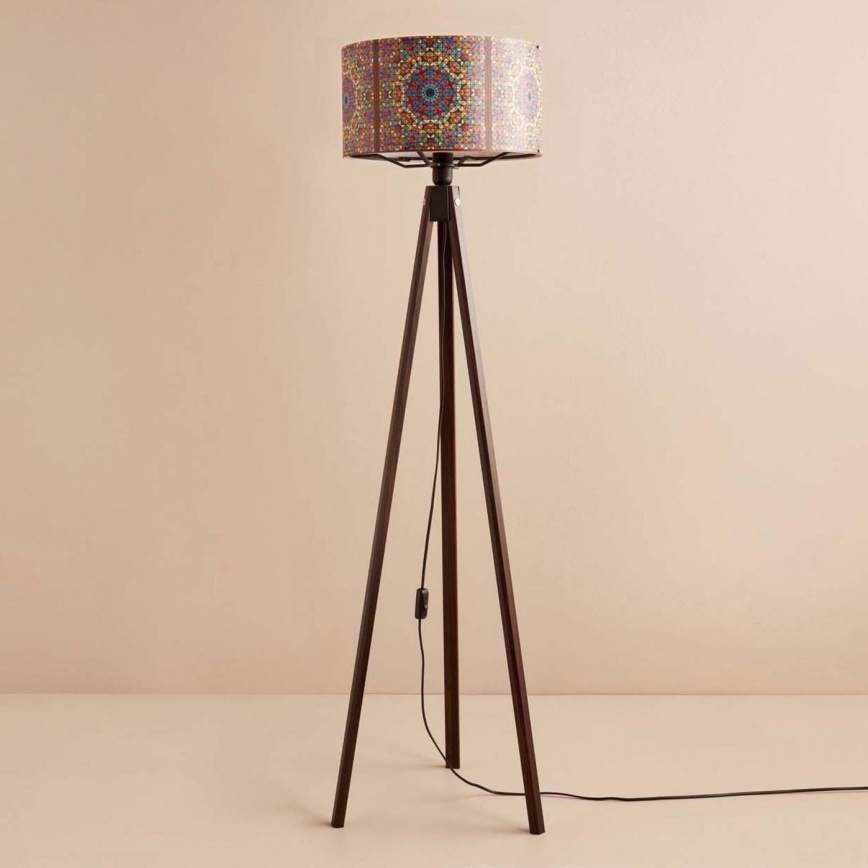 Stojeća lampa AYD 1xE27/40W/230V smeđa/multikolor