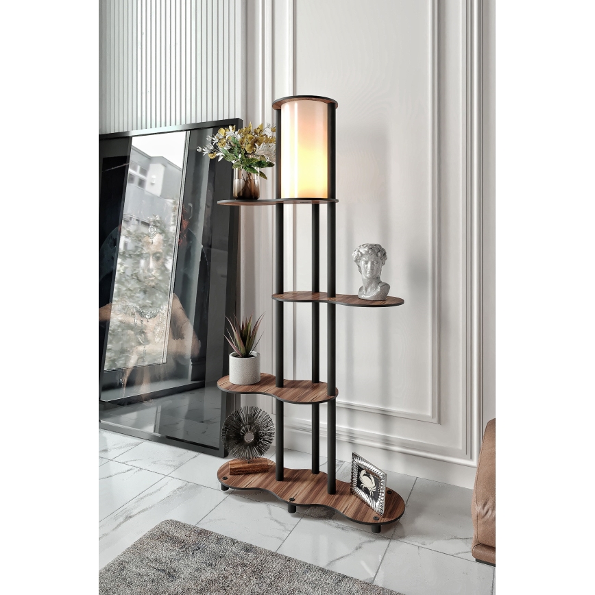 Stojeća lampa s policama NOTO 1xE27/40W/230V smeđa/crna