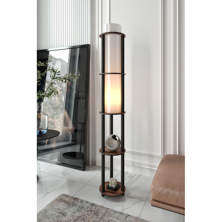 Stojeća lampa s policama NOTO 1xE27/40W/230V smeđa/crna