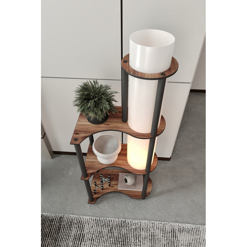 Stojeća lampa s policama NOTO 1xE27/40W/230V smeđa/crna