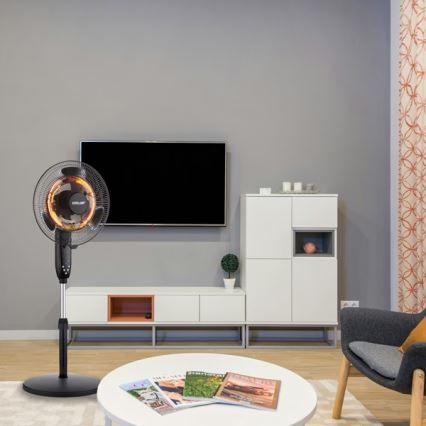 Stojeći ventilator s grijačem 35W/2000W/230V, promjer 40 cm, crni