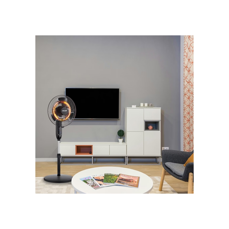 Stojeći ventilator s grijačem 35W/2000W/230V, promjer 40 cm, crni
