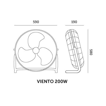 Stojeći ventilator VIENTO 200W/230V, sjajni krom