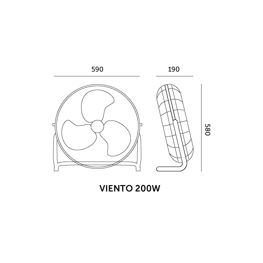 Stojeći ventilator VIENTO 200W/230V, sjajni krom