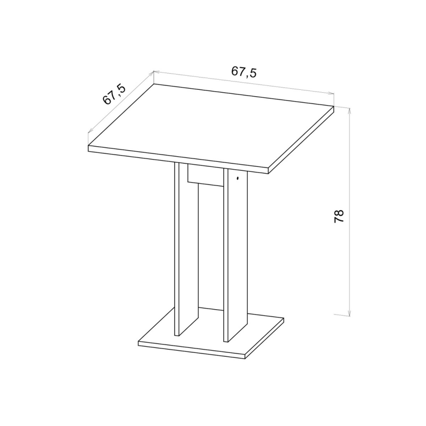 Stol STRAPO 68x68 cm bijeli