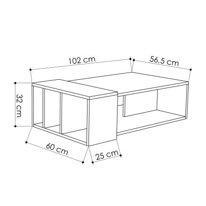 Stolić za kavu ANITA 32x102 cm smeđa/antracit