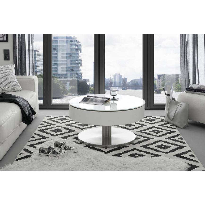 Stolić za kavu BLOCK, promjer 79 cm, bijela/srebrna