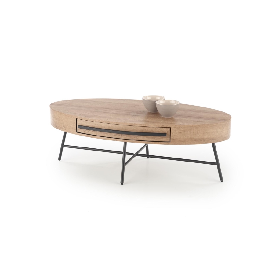 Stolić za kavu s ladicom CAROLINA 41x120 cm zlatni hrast/crna