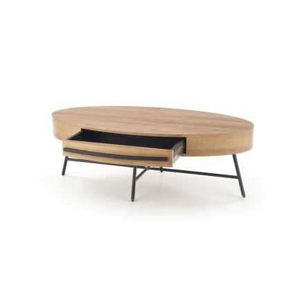 Stolić za kavu s ladicom CAROLINA 41x120 cm zlatni hrast/crna