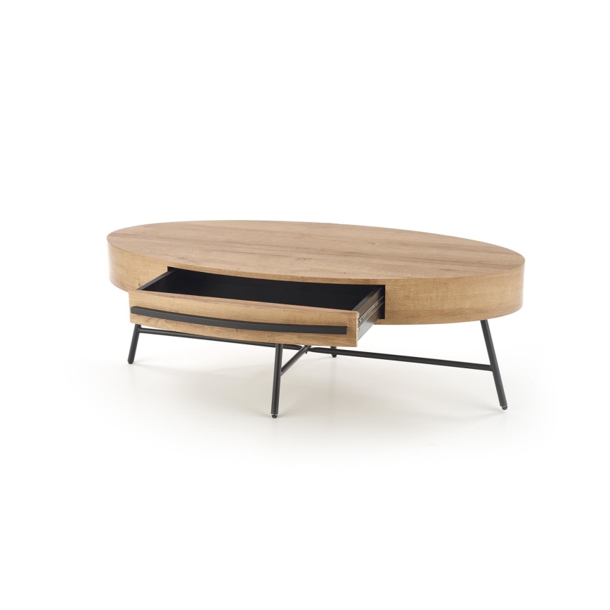 Stolić za kavu s ladicom CAROLINA 41x120 cm zlatni hrast/crna