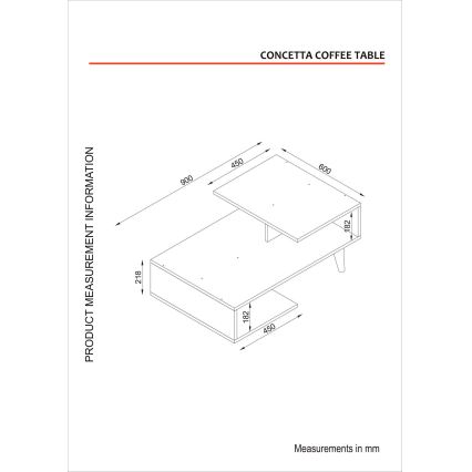 Stolić za kavu CONCETTA 40x90 cm bijela