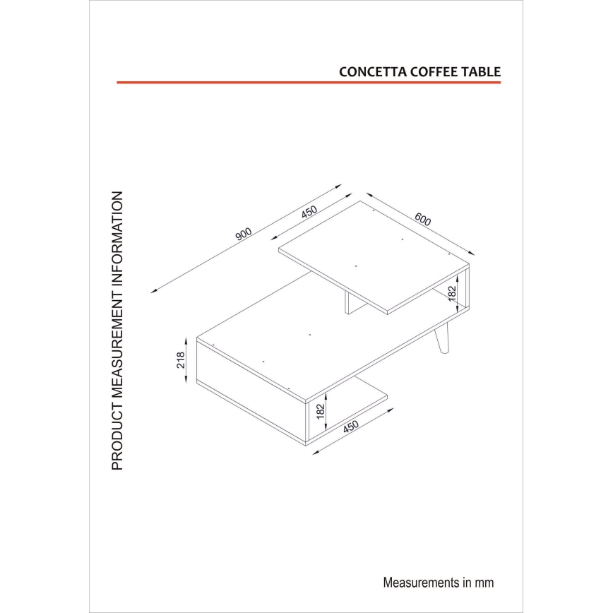 Stolić za kavu CONCETTA 40x90 cm bijela