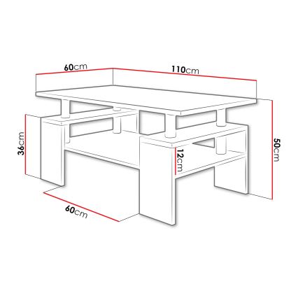 Stolić za kavu CUBE 50x110 cm bijela