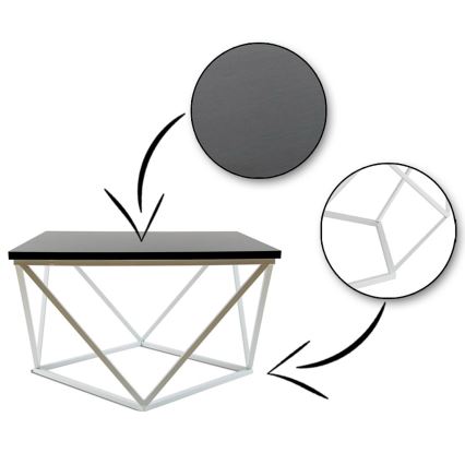 Stolić za kavu CURVED 60x60 cm bijela/crna