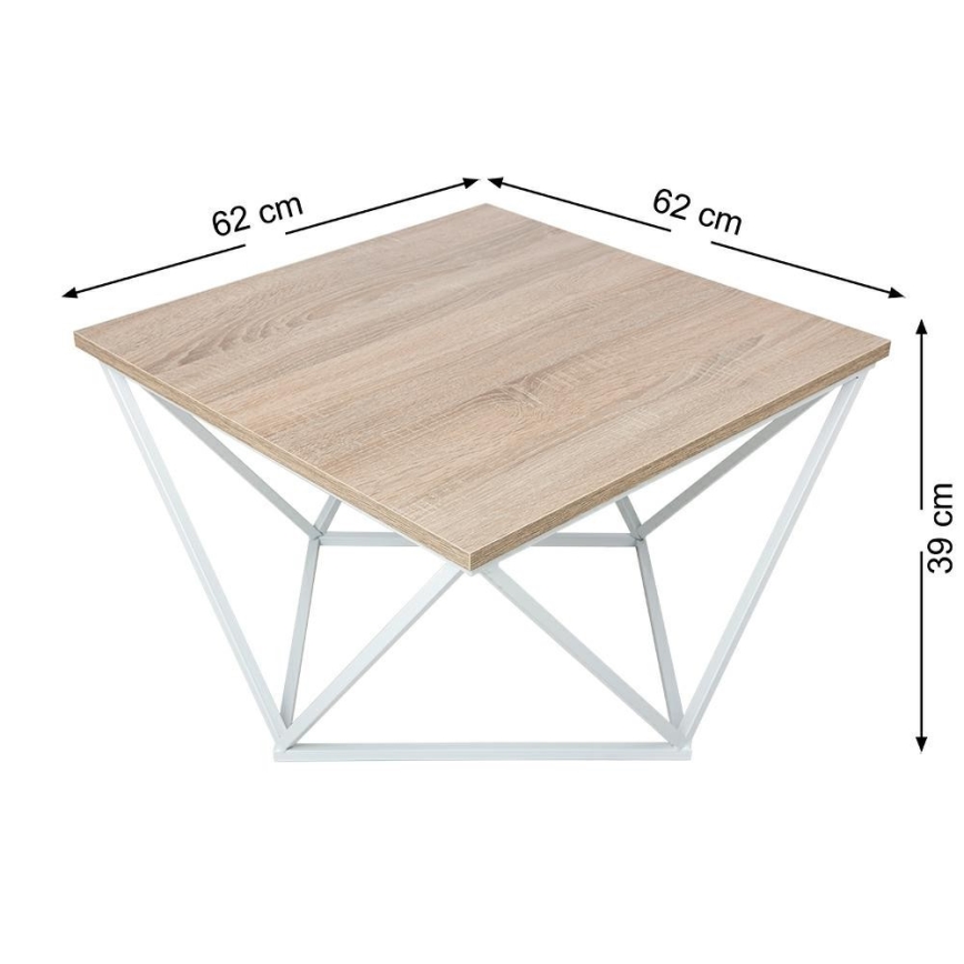 Stolić za kavu CURVED 62x62 cm bijela/smeđa