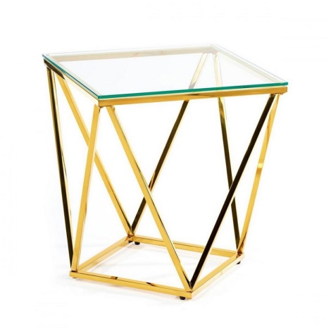 Stolić za kavu DIAMANTA 50x50 cm zlatna/prozirna