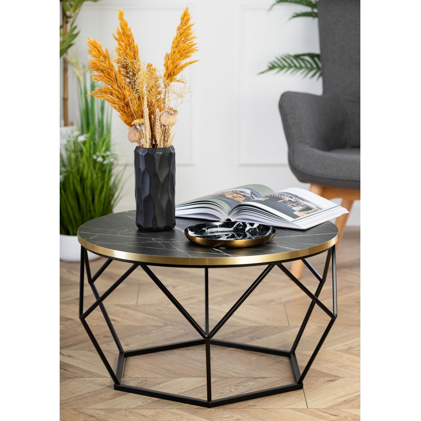 Stolić za kavu DIAMOND 40x70 cm crna/zlatna