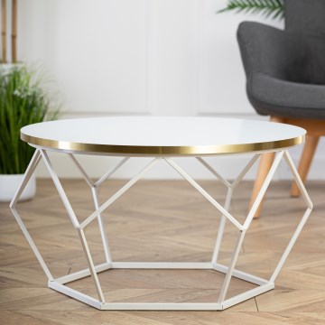 Stolić za kavu DIAMOND 40x70 cm zlatna/bijela