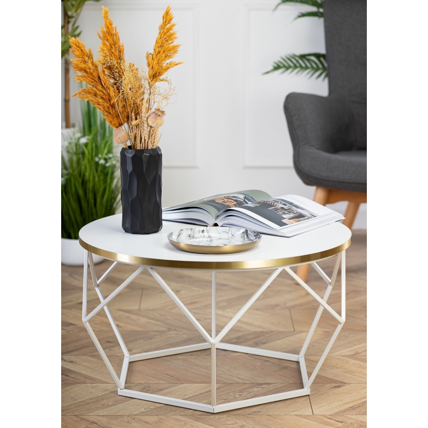 Stolić za kavu DIAMOND 40x70 cm zlatna/bijela