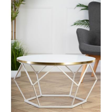 Stolić za kavu DIAMOND 40x70 cm zlatna/bijela