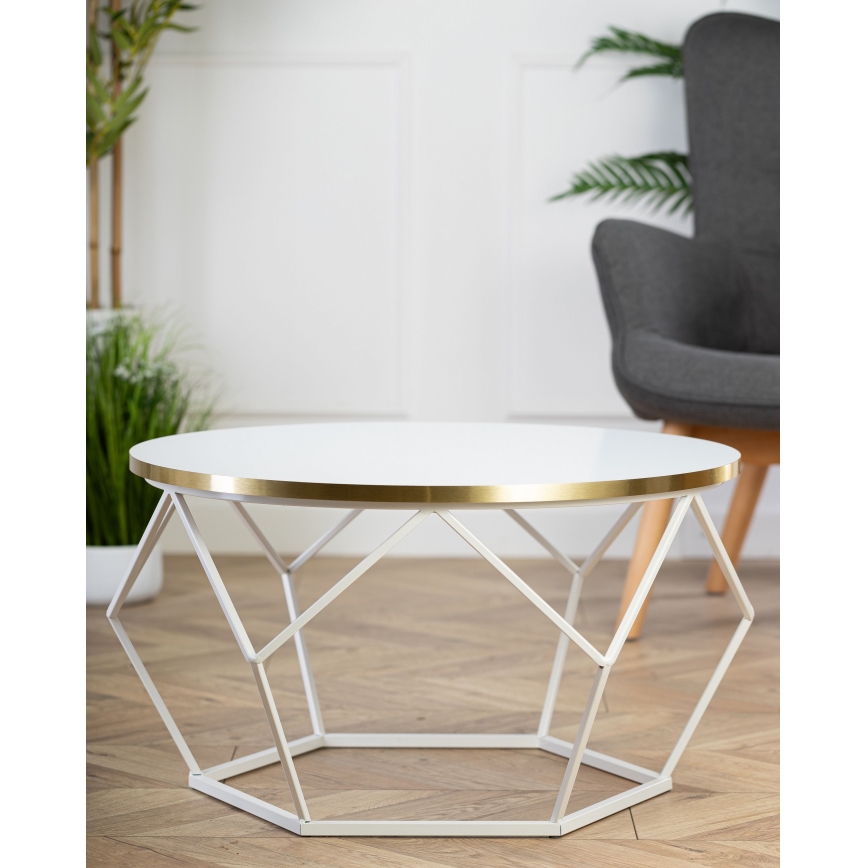 Stolić za kavu DIAMOND 40x70 cm zlatna/bijela