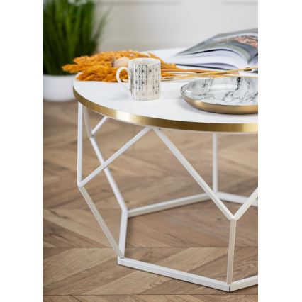 Stolić za kavu DIAMOND 40x70 cm zlatna/bijela