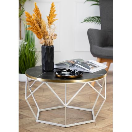 Stolić za kavu DIAMOND 40x70 cm zlatna/crna/bijela