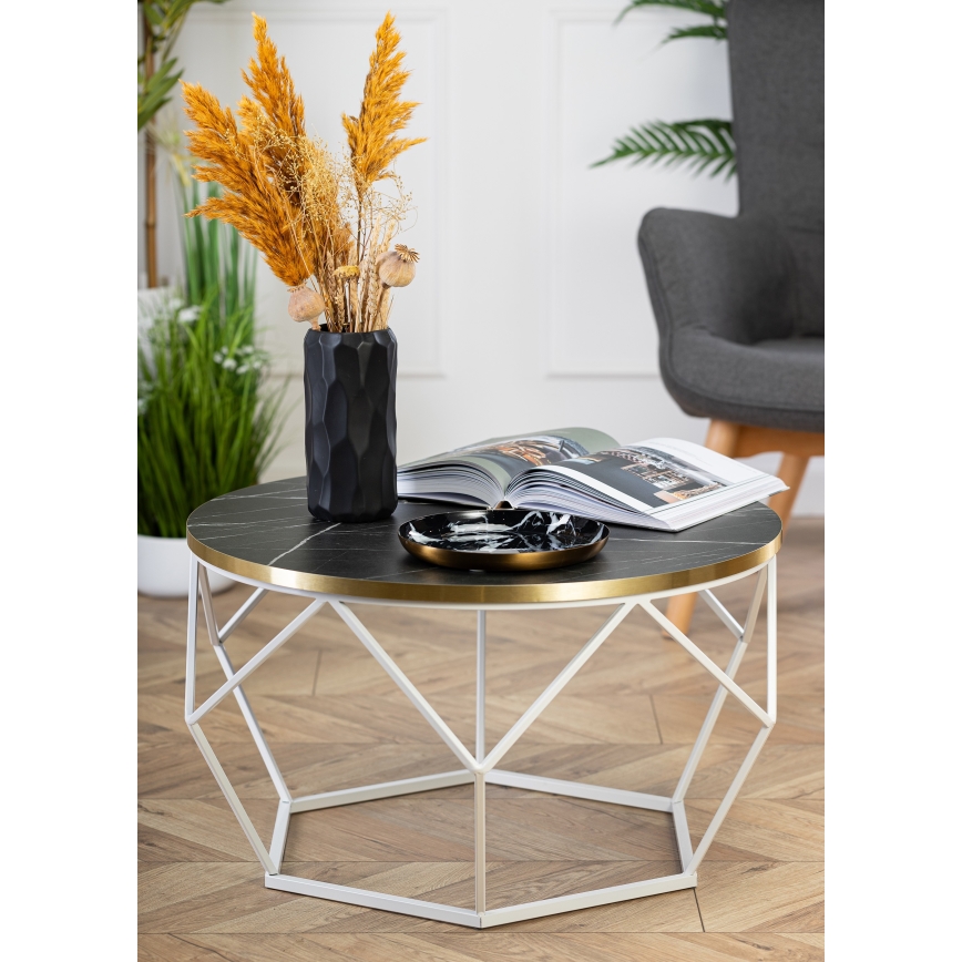 Stolić za kavu DIAMOND 40x70 cm zlatna/crna/bijela