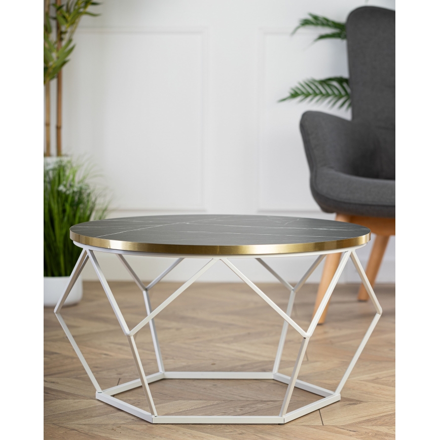 Stolić za kavu DIAMOND 40x70 cm zlatna/crna/bijela