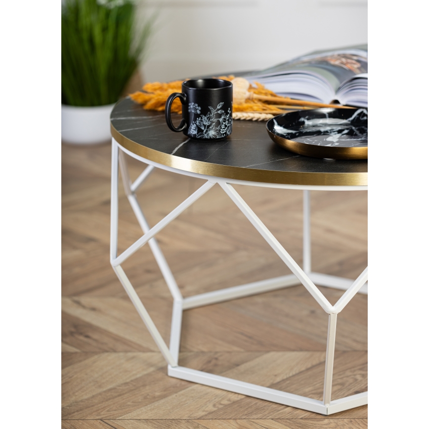 Stolić za kavu DIAMOND 40x70 cm zlatna/crna/bijela