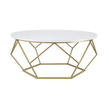 Stolić za kavu DIAMOND 41,5x90 cm zlatna/bijela