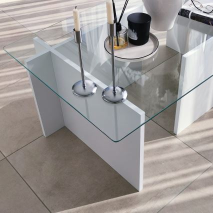 Stolić za kavu ESCAPE 40x105 cm bijela/prozirna