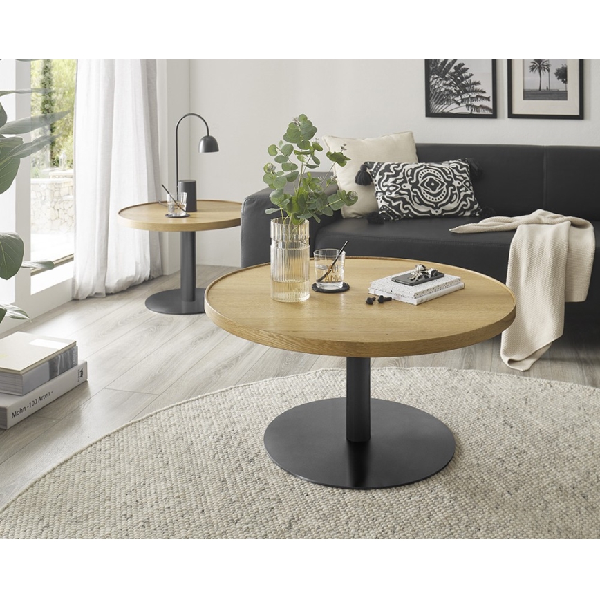 Stolić za kavu FOCUS Ø 80 cm hrast/crna