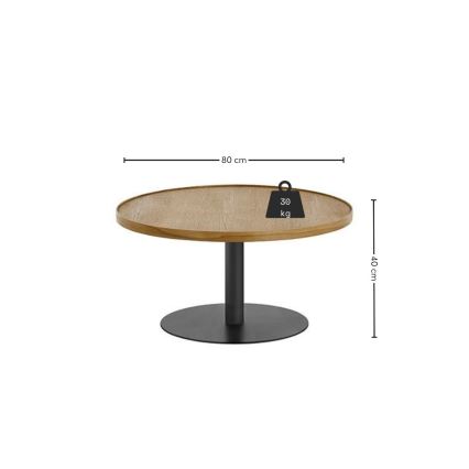 Stolić za kavu FOCUS Ø 80 cm hrast/crna