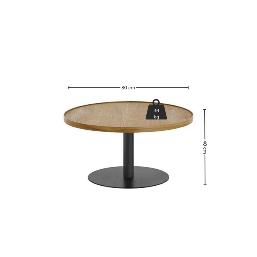 Stolić za kavu FOCUS Ø 80 cm hrast/crna