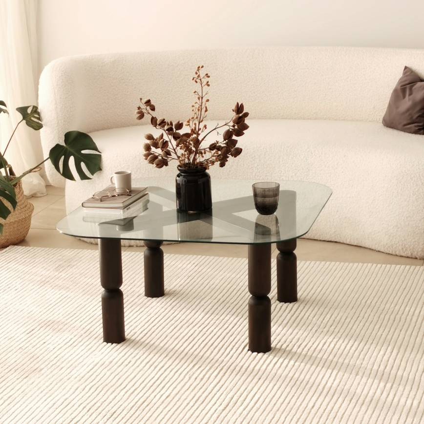 Stolić za kavu KEI 40x80 cm smeđa/prozirna
