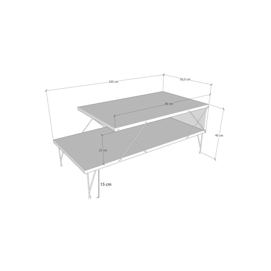 Stolić za kavu LOIRE 40x100 cm bijela