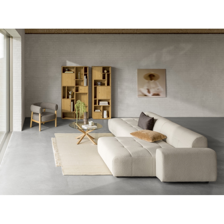 Stolić za kavu LUCA 82 cm, prozirno staklo/hrast