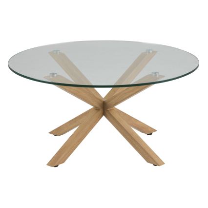 Stolić za kavu LUCA 82 cm, prozirno staklo/hrast