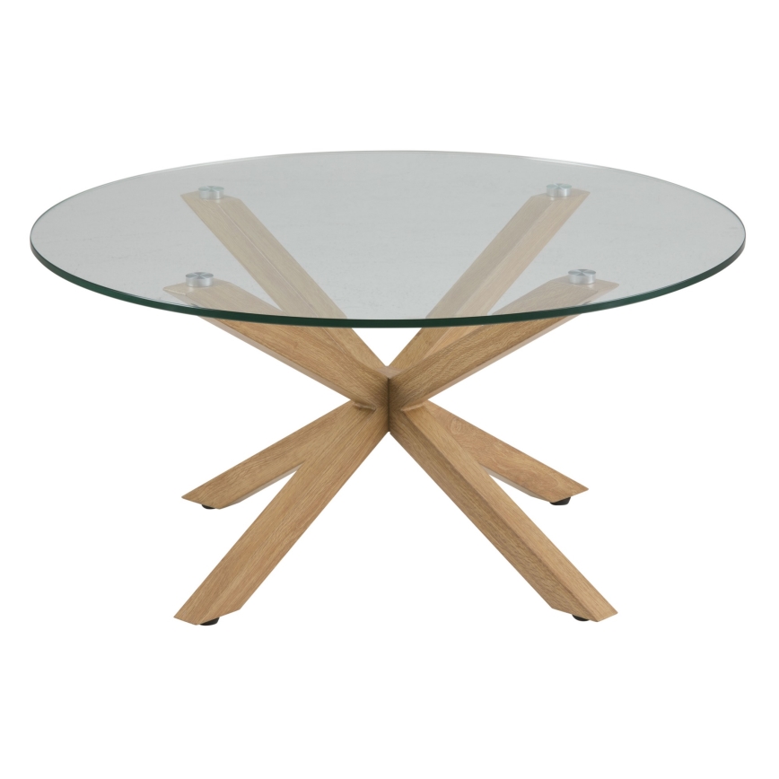 Stolić za kavu LUCA 82 cm, prozirno staklo/hrast