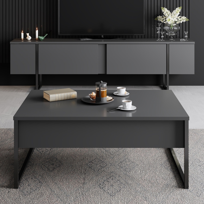 Stolić za kavu LUXE 40x90 cm antracit/crna