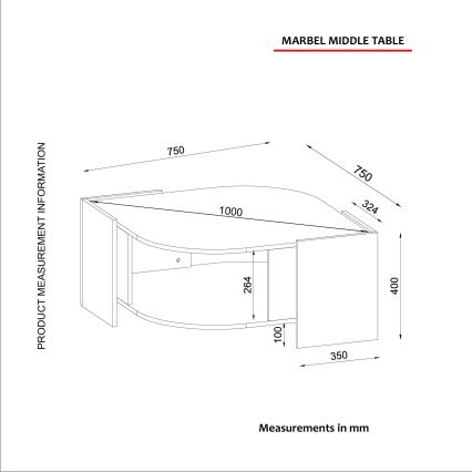 Stolić za kavu MARBEL 40x75 cm smeđa/crna