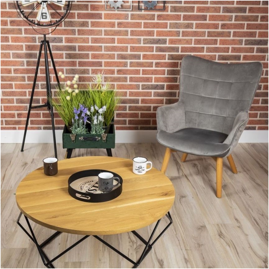 Stolić za kavu OAKLOFT 41,5x90 cm crna/hrast