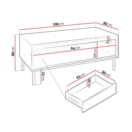 Stolić za kavu OZMI 40x100 cm, bijeli