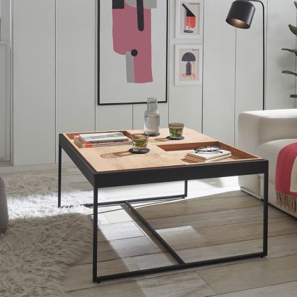 Stolić za kavu PULSE 83x83 cm hrast/crna